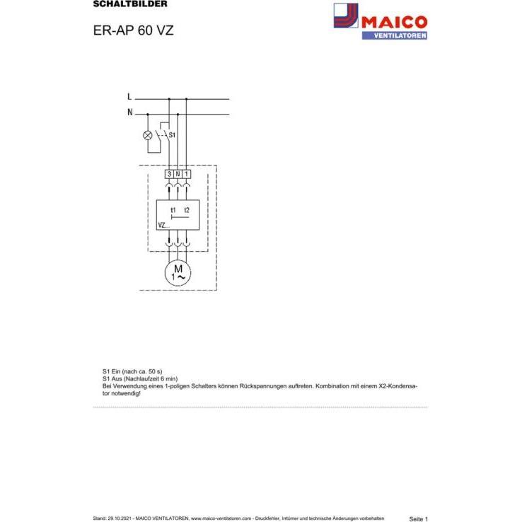 Thumbnail - Maico, Belüftungsventilator, Einrohr-Entlüftungssystem ER-AP 60 VZ