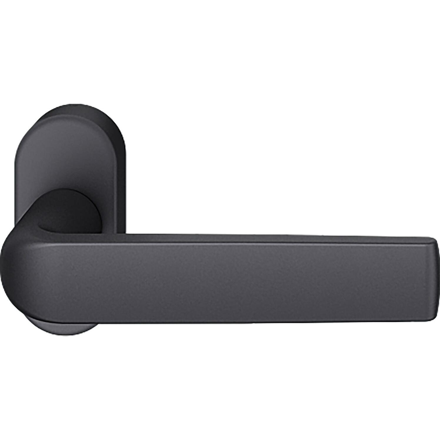 FSB, Türgriff + Fenstergriff, Rahmentürdrücker 09 1267 Hochhaltefeder B ovale Rosette Aluminium schwarz (Türgarnitur)