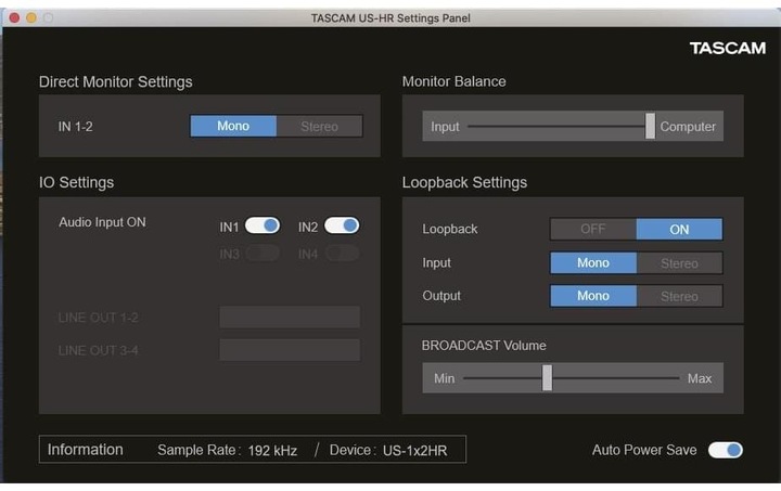 Actual product image Tascam US-1x2HR (USB)