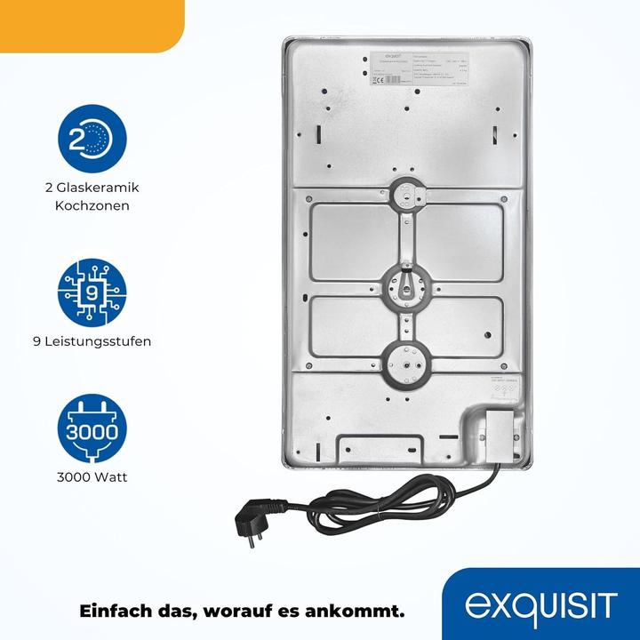 Immagine prodotto Exquisit Piastra doppia Exqu EKC 301-2 RK (29.70 cm, Piano cottura in vetroceramica)