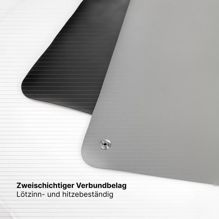 Produktbild Wetec Tischbelag, ESD, 610 x 1.220 mm, platingrau, gerundete Ecken, 2 x 10 mm DK (Statikschutz)