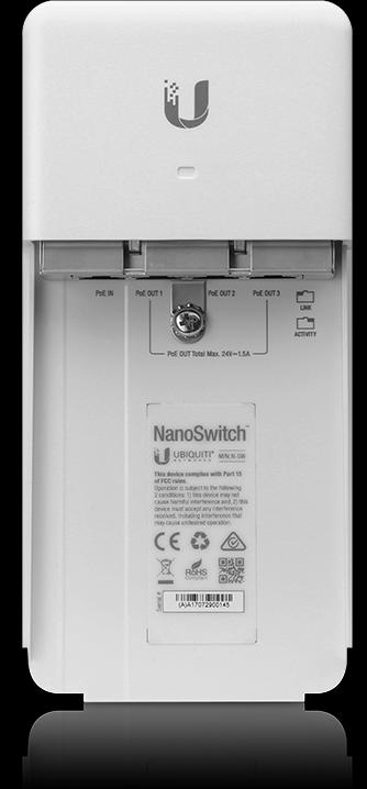 Productafbeelding Ubiquiti N-SW: Outdoor 24V passieve PoE schakelaar (4 Havens)