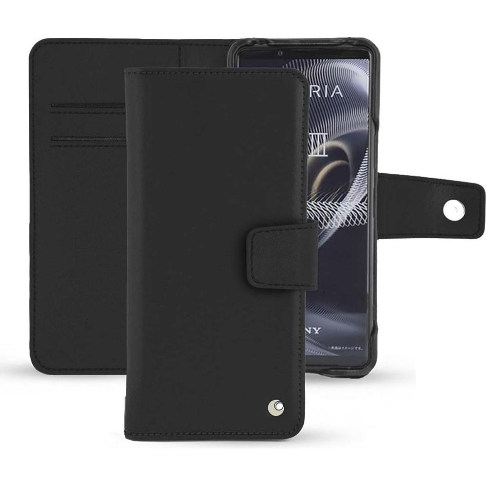 Noreve Lederschutzhülle Wallet (Sony Xperia 5 III), Smartphone Hülle, Schwarz