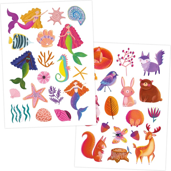 Actual product image Papierdrachen Metallic Tattoo Set 3 - Einhorn & Regenbogen