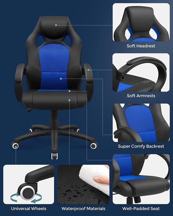 Immagine prodotto Songmics Sedia da gioco Nero Blu