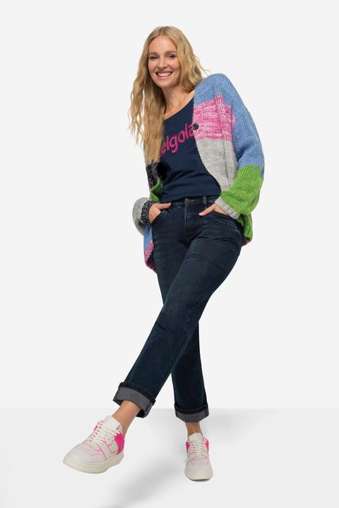 Image du produit Laurasøn Jeans, Straight Fit, 5-Pocket, Saum-Umschlag mit Schriftzug (44)