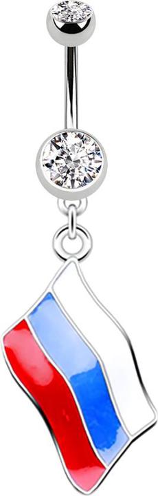 Immagine prodotto Star Piercing Banane silber mit Anhänger Flagge Russland (senza ottone, Acciaio chirurgico 316L)