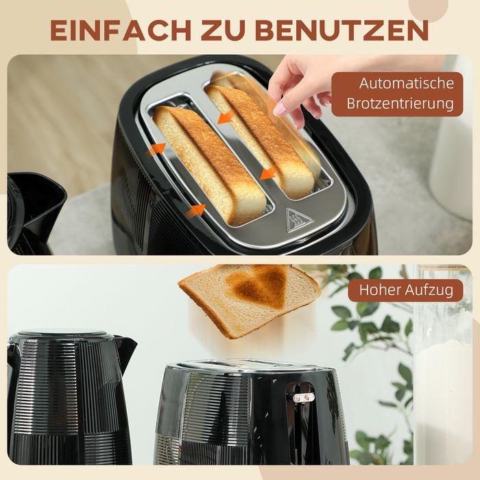 Actual product image Swisshandel24 Wasserkocher- und Toaster-Set, 1,7 L, verschiedene Funktionen, Edelstahl, Schwarz (1.70 l)