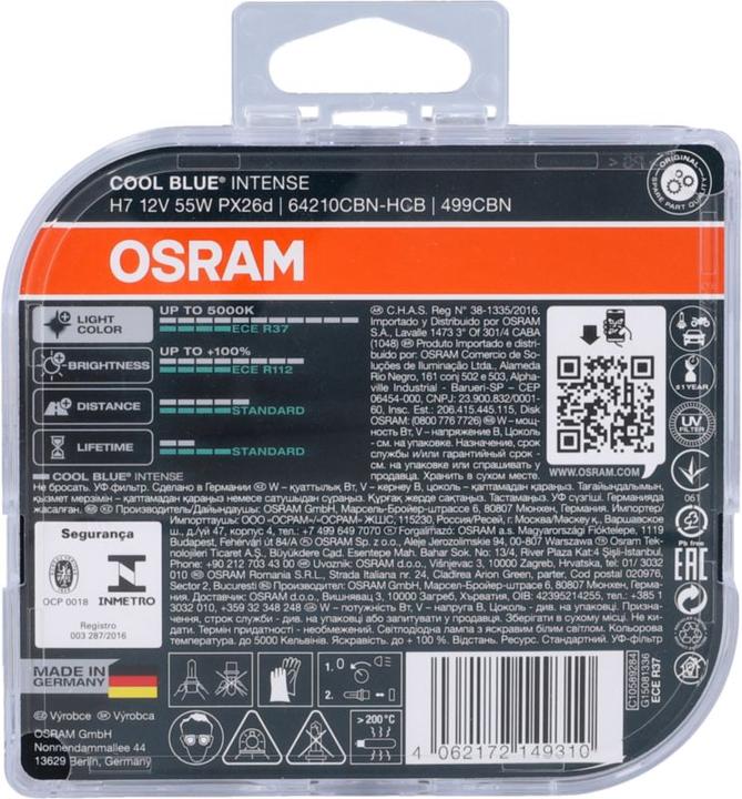 Actual product image Osram Headlamp H7 55W 12V 64210 CBN cool BLUE 2 pcs (H7)