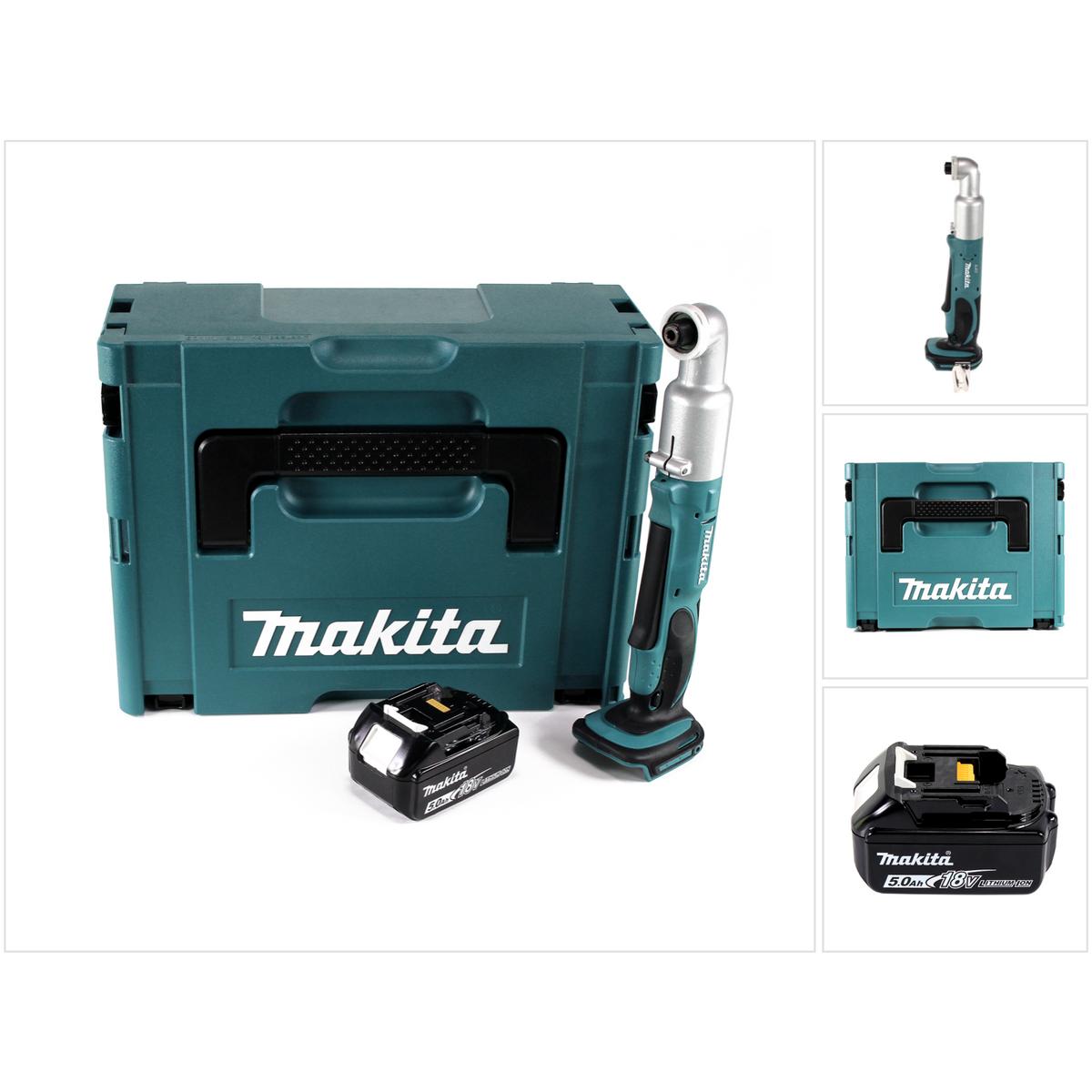 Makita, Bohrmaschine + Akkuschrauber, DTL 061 T1J Akku Winkelschlagschrauber 18V 1/4" 60Nm + 1x Akku 5,0Ah + Makpac - oh...