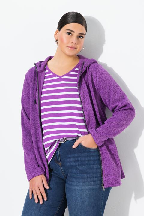 Produktbild Ulla Popken Shirt, Ringelmix, A-Linie, V-Ausschnitt, Halbarm (46, 48)