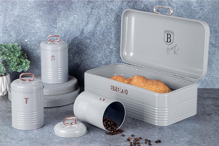 Actual product image BerlingerHaus Bread box and kitchen tin set, grey rose gold