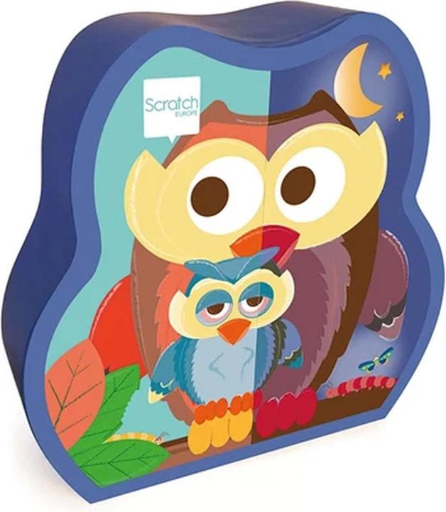 Scratch Puzzle enfant hibou jour nuit recto verso (39 pièces)