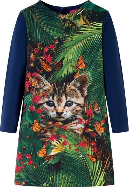 Produktbild VidaXL Kinderkleid mit Langen Ärmeln Marineblau 104,Material der (104)
