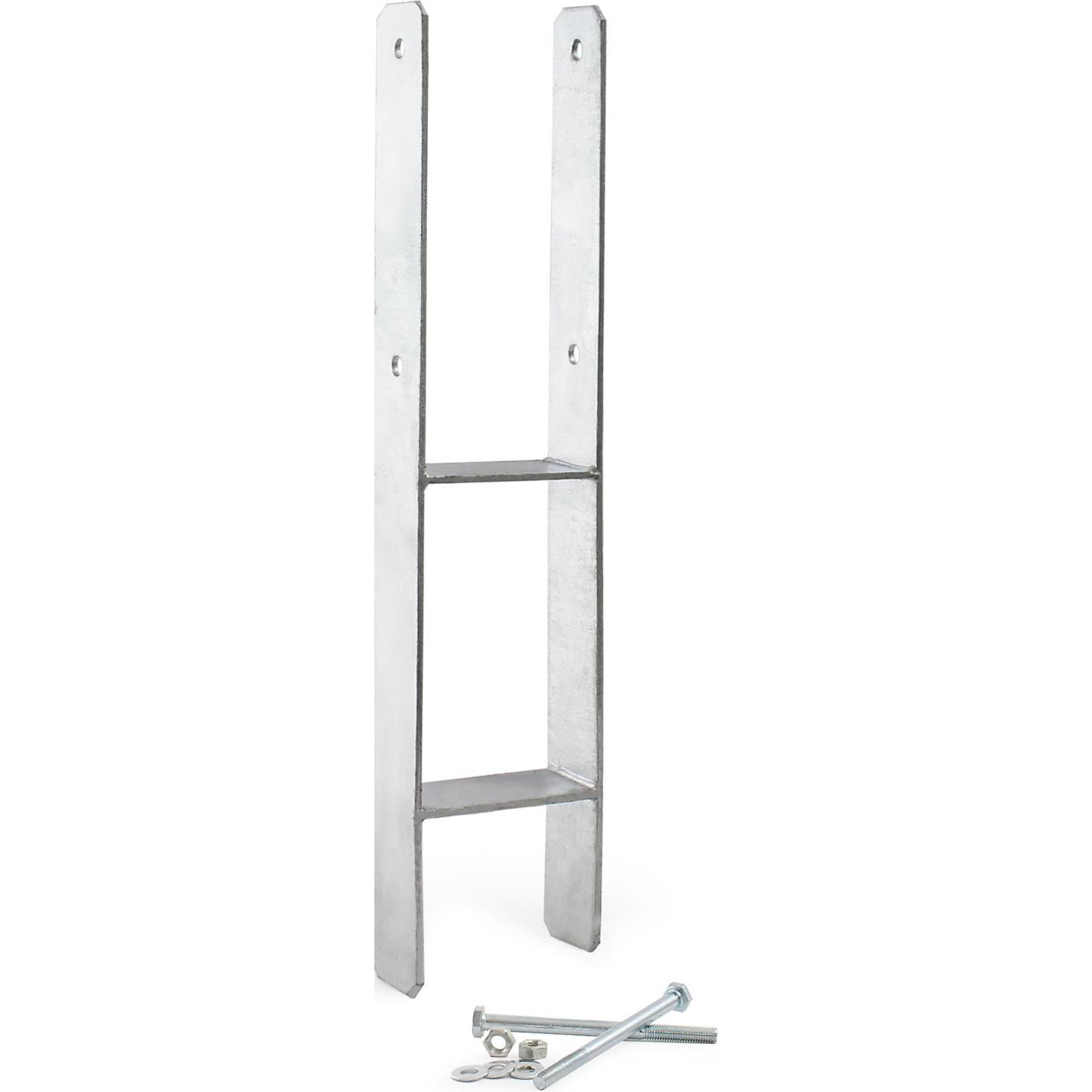 XPOtool, Zaunpfosten + Pfähle, Pfostenträger feuerverzinkt 91x600mm H-Anker Pfostenanker Pfostenschuh