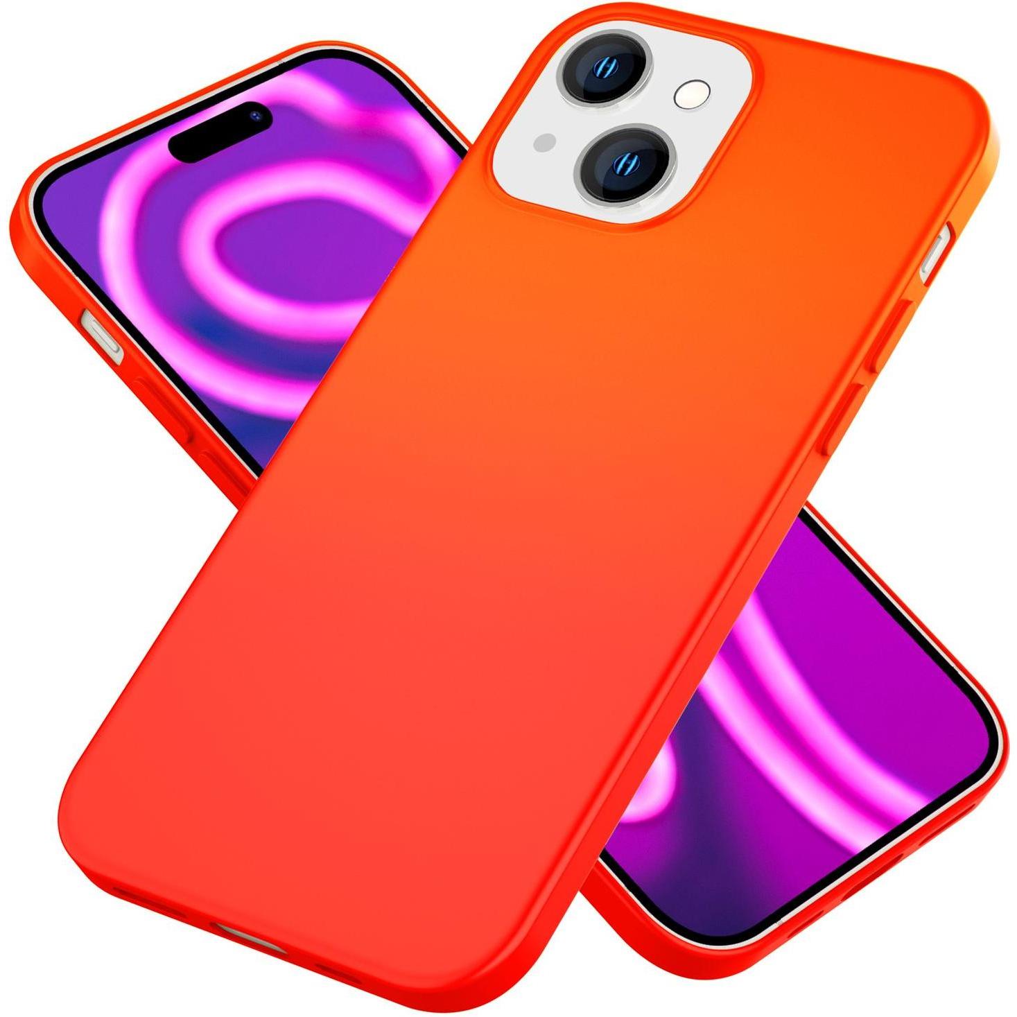 Thumbnail - Nalia Neon Silikon Hülle (Apple iPhone 15 Plus), Smartphone Hülle, Orange