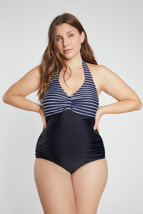 Immagine prodotto Ulla Popken Costume da bagno pre-maman Bellieva a righe con coppe morbide (48)