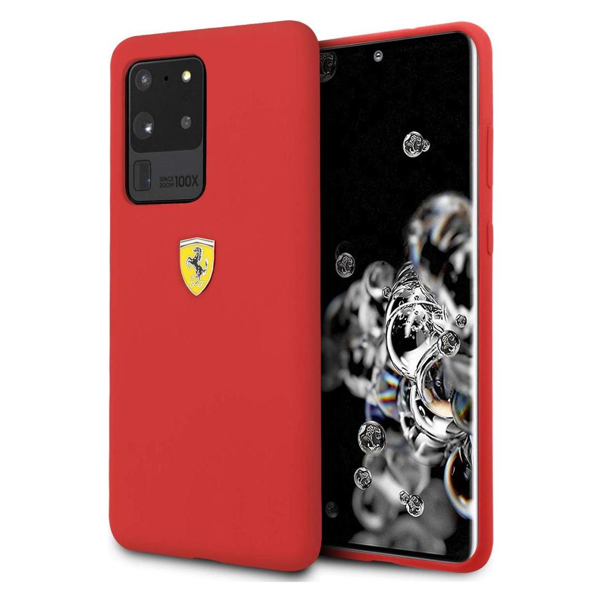 Ferrari Hardcase FESSIHCS69RE S20 Ultra G988 czerwony/red Silicone (Samsung Galaxy S20 Ultra), Smartphone Hülle, Rot