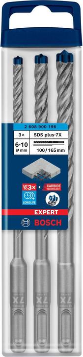 Produktbild Bosch Professional Zubehör EXPERT SDS plus-7X Hammerbohrer-Set, 6/8/10 mm, 3-tlg. (10.0 mm, 6.0 mm, Ø 8.0 mm)