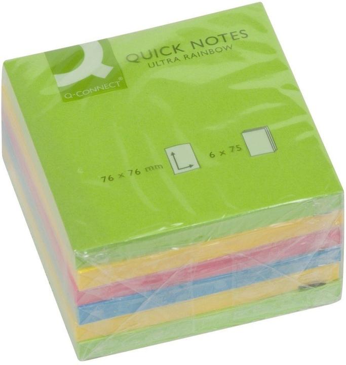 Produktbild Q-Connect Haftnotizen Quick Notes Ultra Rainbow sortiert (76 x 76 mm)