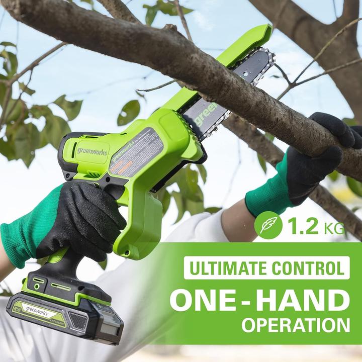 Immagine prodotto Greenworks Mini Kettingzaag Met Accu En Lader 24 Volt G24mcs10k2 (Sega a catena a batteria)