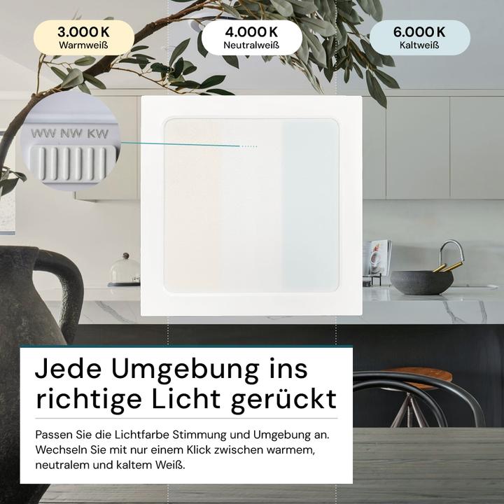 Produktbild Luxula LED-Deckenleuchte, 6W, EEK: F, 600lm, CCT, IP44, quadrat, weiss (600 lm)