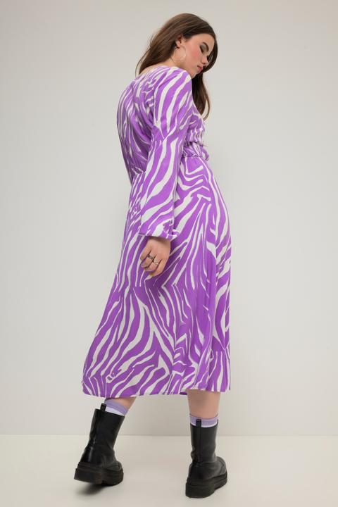 Actual product image Studio Untold Zebra Print Long Sleeve V-Neck Dress (50, 52)
