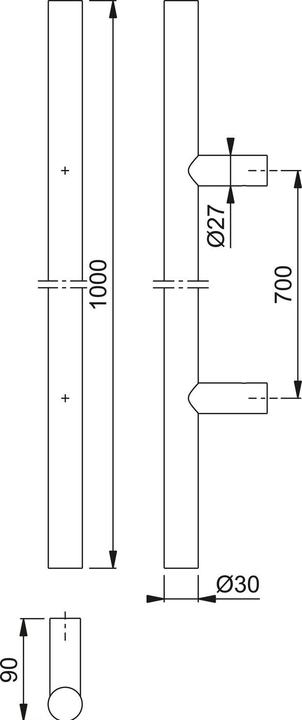 Produktbild Hoppe Stangengriff E5011 -1000/700, Edelstahl schwarz matt, Ausführung: gerade (Türgriff)