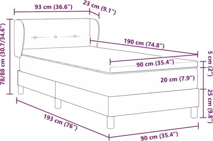 Produktbild vidaXL Boxspringbett (90 x 190 cm)