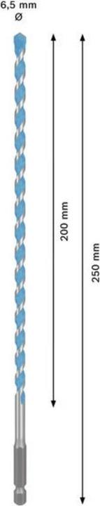 Produktbild Bosch Professional Zubehör EXPERT HEX-9 Multi Construction Bohrer, 6,5x200x250 mm (6.5 Millimeter)