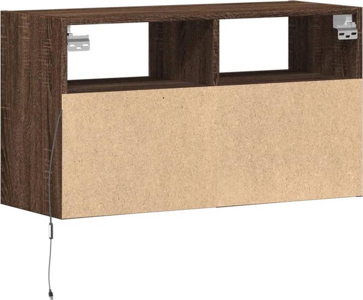 Image du produit vidaXL Armoire TV Armoire murale Lowboard Suspendu Éclairage LED Chêne brun