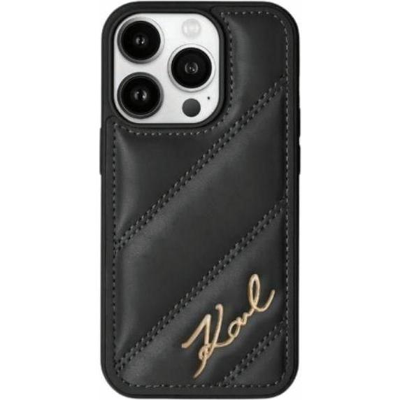 Thumbnail - Karl Lagerfeld KLHCP14SPQDSMGK iPhone 14 / 15 / 13 6.1" czarny/black hardcase Diagonal Quilted Scrip (Apple iPhone 13, A...