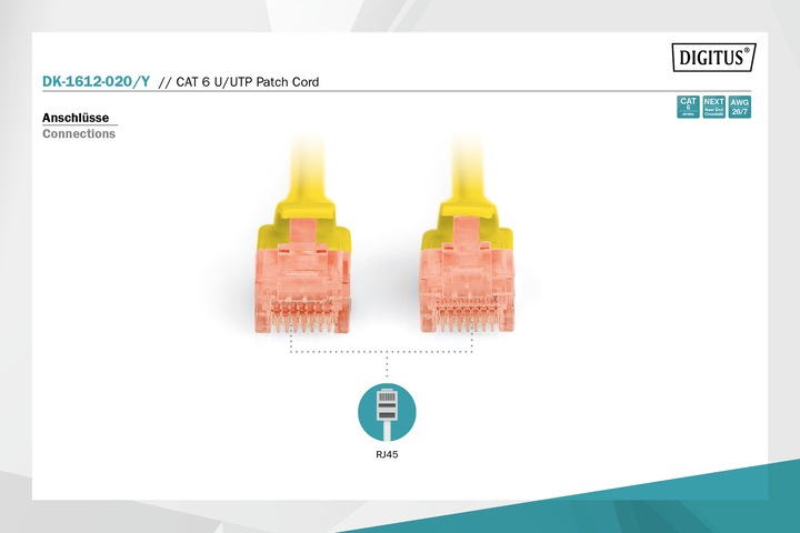 Produktbild Digitus Netzwerkkabel (U/UTP, CAT6, 2 m)