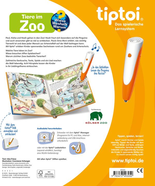 Actual product image Ravensburger tiptoi® Wieso? Weshalb? Warum? - Tiere im Zoo (German)