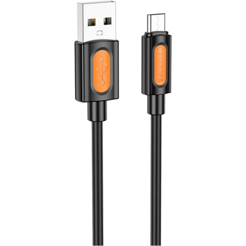 Borofone - Data Cable Silicone Series (BX114) - USB to Micro-USB, Silicone, 2.4A, 1m - Black (1 m, 18 W), Cavo USB