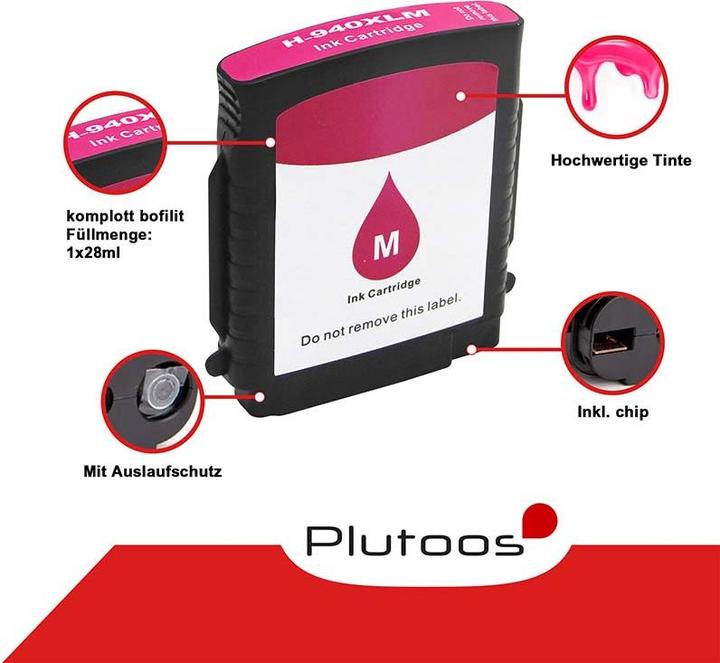 Actual product image Plutoos HP 940XL Cartridge XXL Compatible, Magenta C4908AE (M)