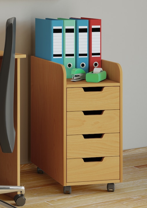 Image du produit VCM Armoire de bureau en bois Caisson à roulettes Konal Mini avec tiroir (33 x 40 cm)