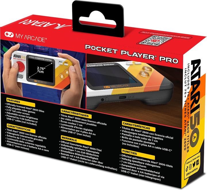 Actual product image Sombo My Arcade DGUNL-7015 Atari Pocket Player Pro Handheld Portable Gaming System 100 Games