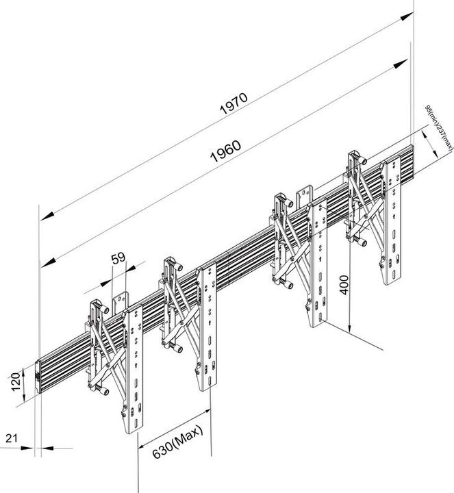 Actual product image Multibrackets Side by Side wall mount, 40"-75", black (Wall, 60 kg, 40" - 75")