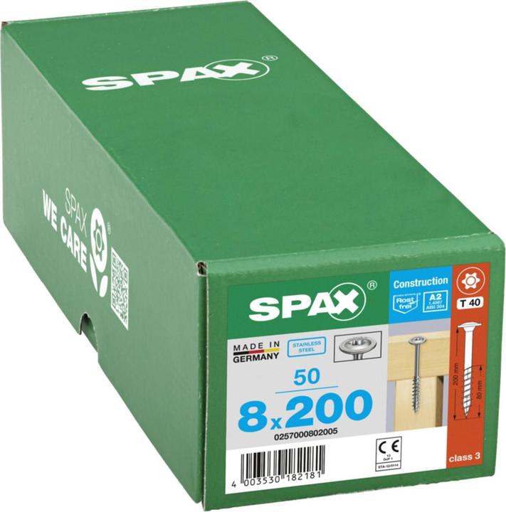 Productafbeelding Spax A2 Tellerkopf T-Star Plus T40 Teilgewinde 4cut (50 Schroeven per stuk, 8 x 200 mm)