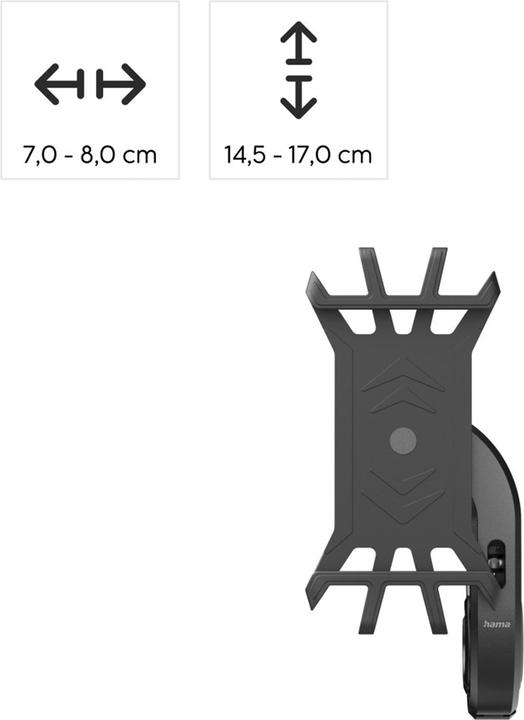Produktbild Hama Handyhalterung für E-Bike, schnelle Anbringung, Silikon, drehbar, universal