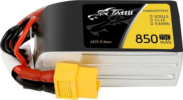 Dronefactory Tattu 850mAh 11.1V 75C 3S1P Lipo avec XT60 (850 mAh, 11.10 V)