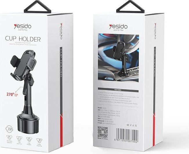 Produktbild Yesido - Car Holder (C195) - 360° Rotation, for Cup Holder - Black