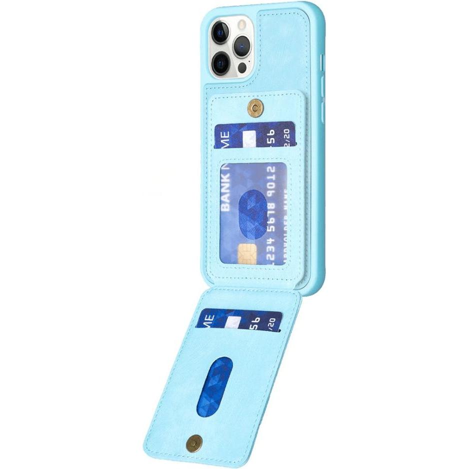 Thumbnail - Cover-Discount iPhone 15 Pro Max - Kickstand Case mit Kartenfächer blau (Apple iPhone 15 Pro Max), Smartphone Hülle, Bla...