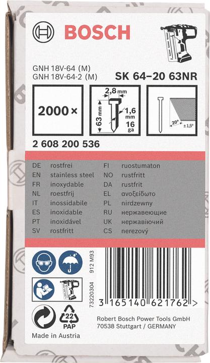 Actual product image Bosch Professional Zubehör Countersunk pin SK64 20NR, 63 m