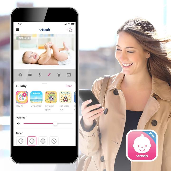 Produktbild VTech WLAN-Babyfon mit Kamera, 5 Zoll HD-Display, 1080p, App-Steuerung, iOS/Android kompatibel