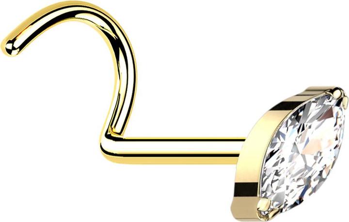 Actual product image Star Piercing Nose stud curved gold plated with oval crystal silver (without brass, Titanium)