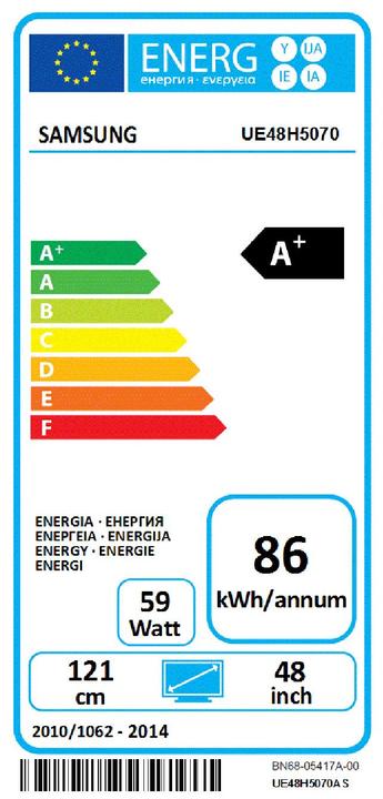 Energie-Label Samsung Ue48h5070 (48", Full HD)