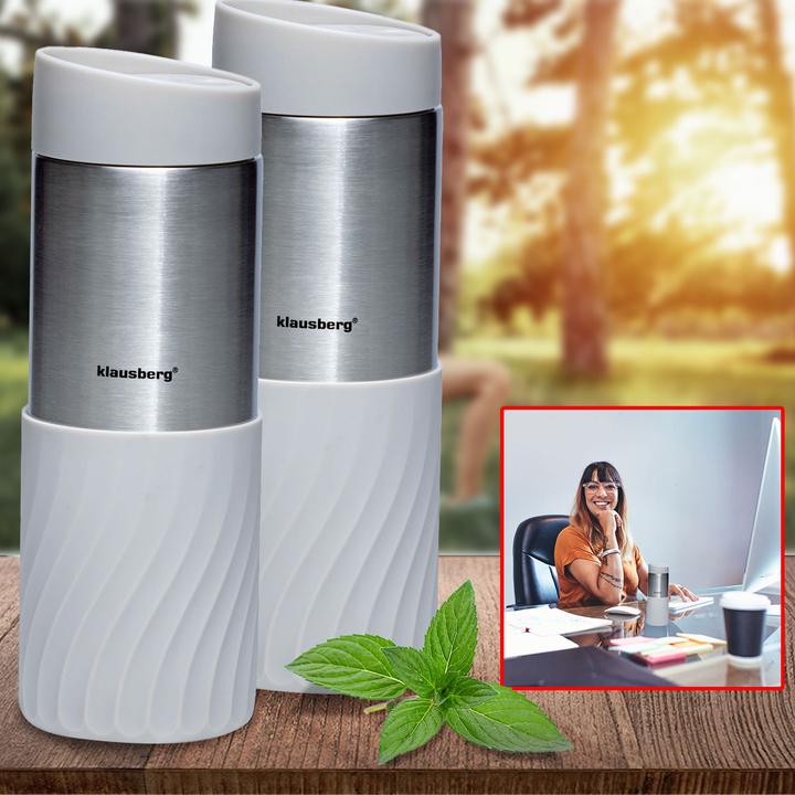 Immagine prodotto Klausberg Set di 2 tazze termiche a doppia parete da 420 ml, grigio chiaro (0.42 l)