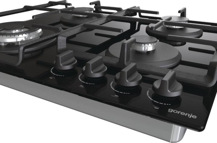 Produktbild Gorenje Hob GTW641EB Gas on glass, Number of burners/cooking zones 4, Mechanical, Juodas
